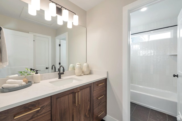 514 S 1450 W, Farmington, UT 84025 - full bathroom with tile patterned floors, vanity, washtub / shower combination, and baseboards