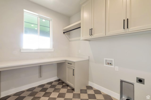 514 S 1450 W, Farmington, UT 84025 - laundry area featuring hookup for an electric dryer, cabinet space, dark flooring, hookup for a washing machine, and baseboards
