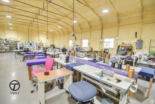 249 E 1800 N, Beaver, UT 84713 - miscellaneous room with concrete flooring, a workshop area, and lofted ceiling