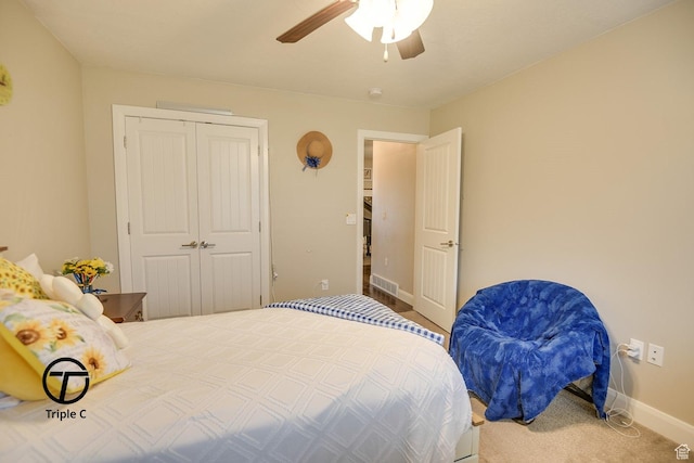 249 E 1800 N, Beaver, UT 84713 - bedroom with a closet, a ceiling fan, baseboards, and carpet floors