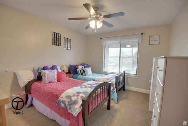 249 E 1800 N, Beaver, UT 84713 - bedroom featuring baseboards, light carpet, and ceiling fan
