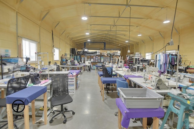 249 E 1800 N, Beaver, UT 84713 - misc room featuring concrete flooring, a workshop area, and lofted ceiling