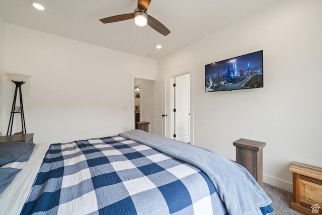 12735 W Kimberly Cir, Tremonton, UT 84337 - bedroom featuring ceiling fan, carpet floors, baseboards, and recessed lighting