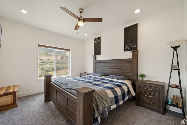 12735 W Kimberly Cir, Tremonton, UT 84337 - bedroom featuring carpet, baseboards, a ceiling fan, and recessed lighting