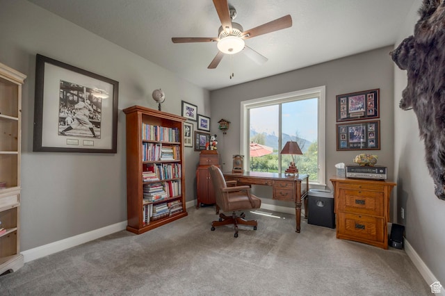 65 W Carnesecca Ct N, Mapleton, UT 84664 - living area featuring carpet flooring, baseboards, and a ceiling fan