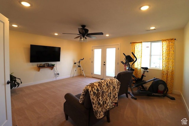 2577 W 5300 N Unit 11, Cedar City, UT 84721 - workout area with carpet flooring, french doors, recessed lighting, baseboards, and ceiling fan