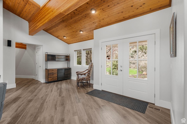 1303 Country Ln, Kamas, UT 84036 - entrance foyer with baseboards, a wealth of natural light, and lofted ceiling with beams
