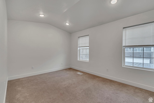 1679 S 1355 E Unit A21, Ogden, UT 84404 - carpeted empty room with baseboards, vaulted ceiling, and recessed lighting