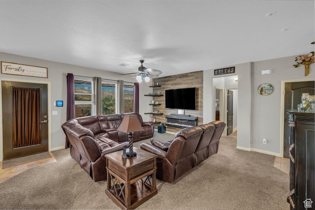 3322 W Bonita, Hurricane, UT 84737 - living area featuring baseboards, light carpet, and a ceiling fan