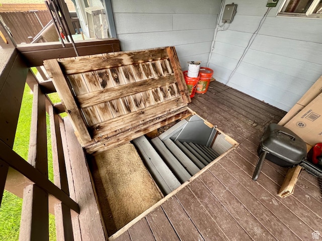 view of entry to storm shelter