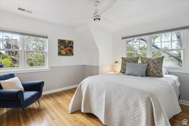 1704 E Herbert Ave, Salt Lake City, UT 84108 - bedroom featuring baseboards, ceiling fan, visible vents, and wood finished floors