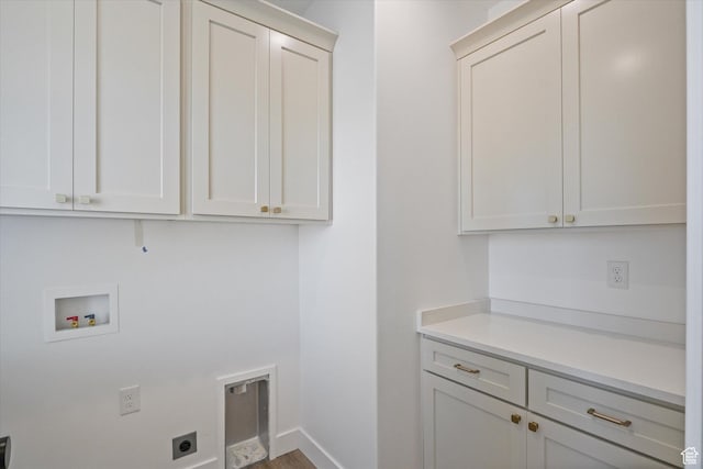 108 N 900 E, Hyde Park, UT 84318 - washroom featuring cabinet space, wood finished floors, electric dryer hookup, washer hookup, and baseboards