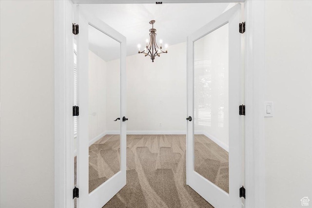 635 N 460 E, Ephraim, UT 84627 - hall with baseboards, a chandelier, and carpet floors