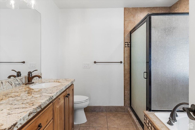 635 N 460 E, Ephraim, UT 84627 - full bath with toilet, vanity, tile patterned floors, a stall shower, and baseboards