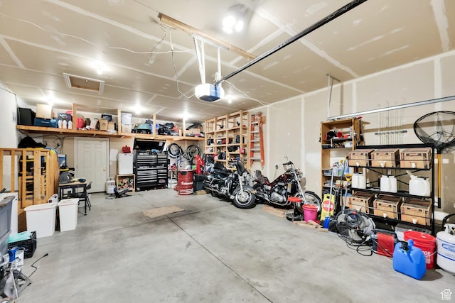 garage with a garage door opener