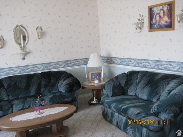 18235 N 4400 W, Fielding, UT 84311 - carpeted living room with wallpapered walls