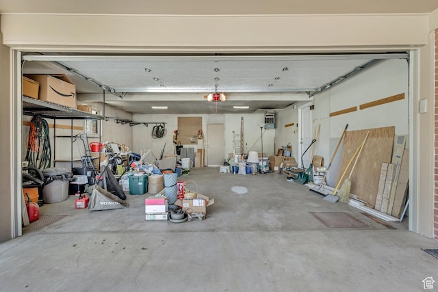 garage with a garage door opener