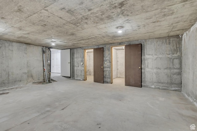 view of unfinished basement