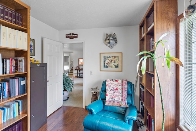 235 W 1000 N, Bountiful, UT 84010 - living area featuring stairway, a textured ceiling, and wood finished floors