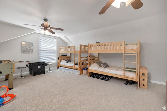 1056 W 100 N, St George, UT 84770 - carpeted bedroom with a ceiling fan, baseboards, and lofted ceiling