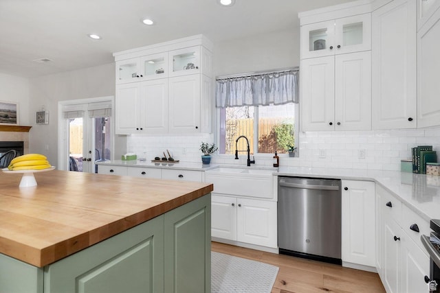 1056 W 100 N, St George, UT 84770 - kitchen featuring recessed lighting, stainless steel dishwasher, a sink, and butcher block countertops