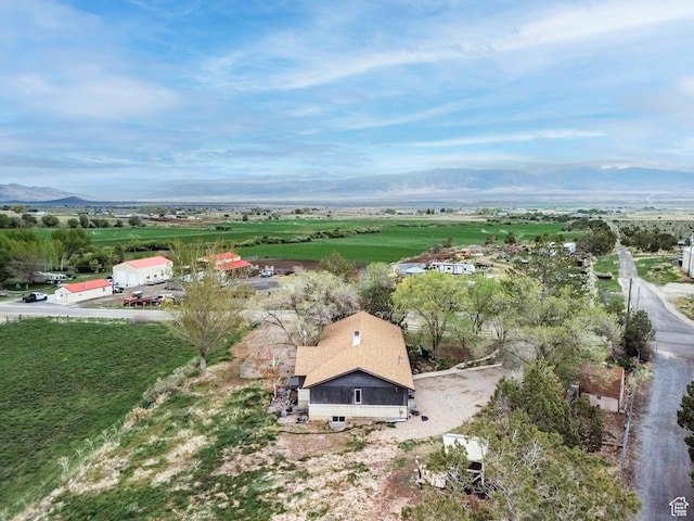 aerial view with a mountain view