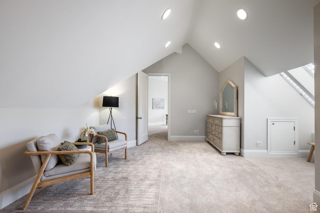 680 S Davis Blvd, Bountiful, UT 84010 - sitting room featuring baseboards, recessed lighting, carpet floors, and vaulted ceiling