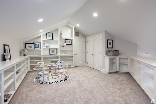 680 S Davis Blvd, Bountiful, UT 84010 - interior space with recessed lighting, visible vents, lofted ceiling, and carpet floors