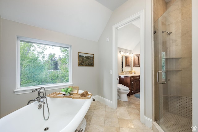 680 S Davis Blvd, Bountiful, UT 84010 - full bath featuring a stall shower, vanity, a freestanding bath, and a healthy amount of sunlight