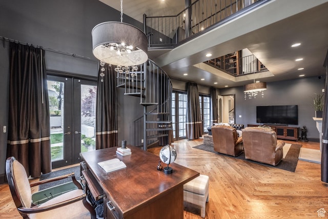 680 S Davis Blvd, Bountiful, UT 84010 - interior space with a wealth of natural light, stairway, french doors, and a high ceiling
