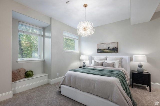 680 S Davis Blvd, Bountiful, UT 84010 - bedroom with baseboards, a chandelier, and carpet floors
