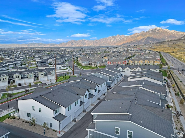 bird's eye view with a mountain view and a residential view