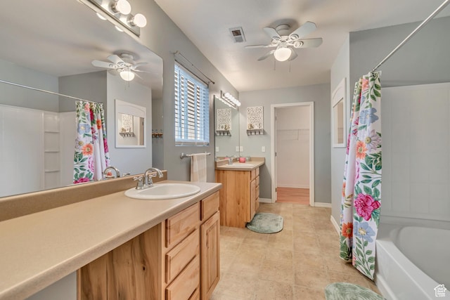 13623 S Blayde Dr W, Herriman, UT 84096 - bathroom with a ceiling fan, visible vents, and a sink