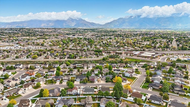 aerial view with a residential view and a mountain view