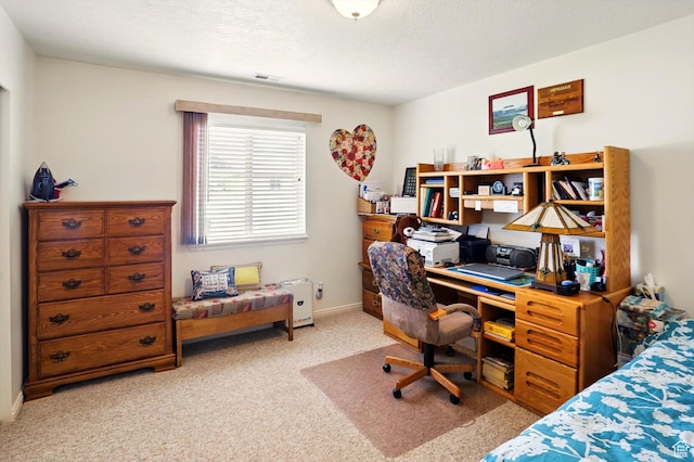 interior space with light carpet and visible vents