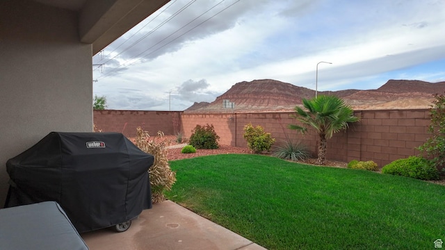 view of yard with a fenced backyard