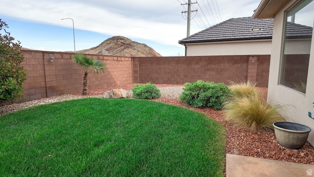 view of yard featuring a fenced backyard