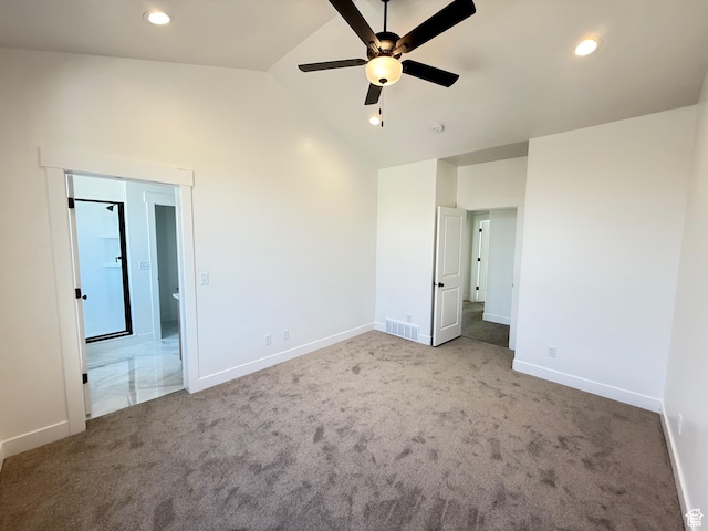 1336 W 800 S Unit 22, Spanish Fork, UT 84660 - unfurnished bedroom with baseboards, visible vents, carpet floors, and vaulted ceiling