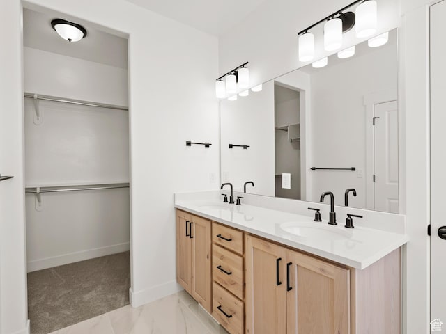 1336 W 800 S Unit 22, Spanish Fork, UT 84660 - full bathroom featuring double vanity, a walk in closet, and marble finish flooring