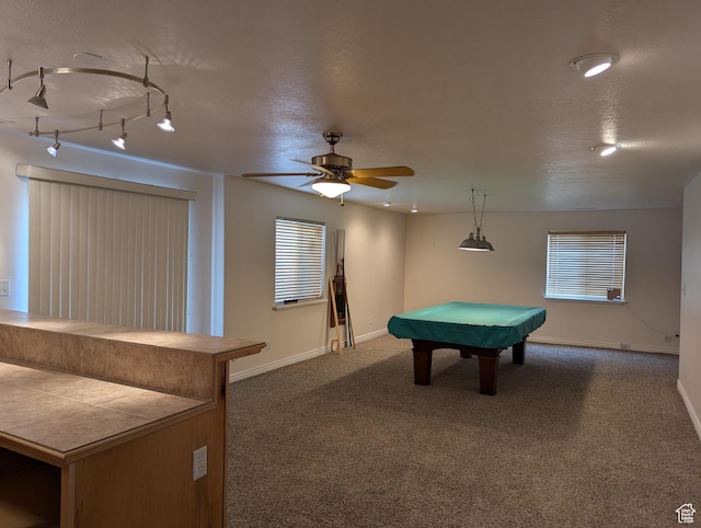 565 E Platt Ln Unit 1, Mona, UT 84645 - game room with carpet, billiards, baseboards, and a ceiling fan