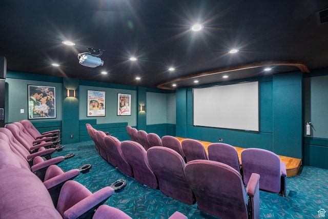 2428 E Field Rose Dr, Holladay, UT 84121 - carpeted cinema room with visible vents and recessed lighting