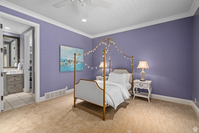 2428 E Field Rose Dr, Holladay, UT 84121 - bedroom with crown molding, carpet, baseboards, and visible vents