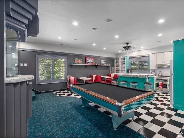 2428 E Field Rose Dr, Holladay, UT 84121 - playroom with billiards, recessed lighting, visible vents, and tile patterned floors