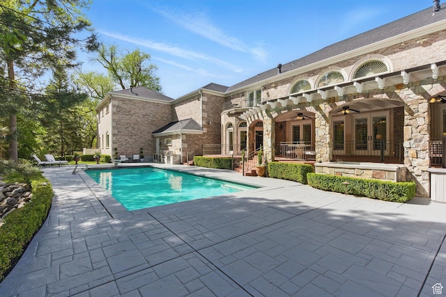 2428 E Field Rose Dr, Holladay, UT 84121 - pool featuring a patio area, french doors, and a ceiling fan