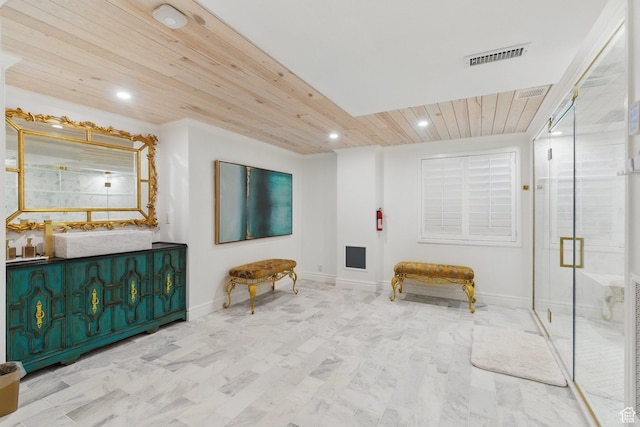 2428 E Field Rose Dr, Holladay, UT 84121 - living area featuring wooden ceiling, baseboards, visible vents, and recessed lighting