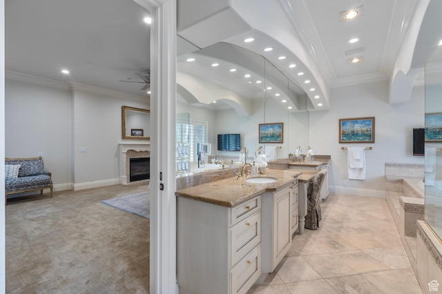2428 E Field Rose Dr, Holladay, UT 84121 - kitchen with crown molding, open floor plan, and recessed lighting