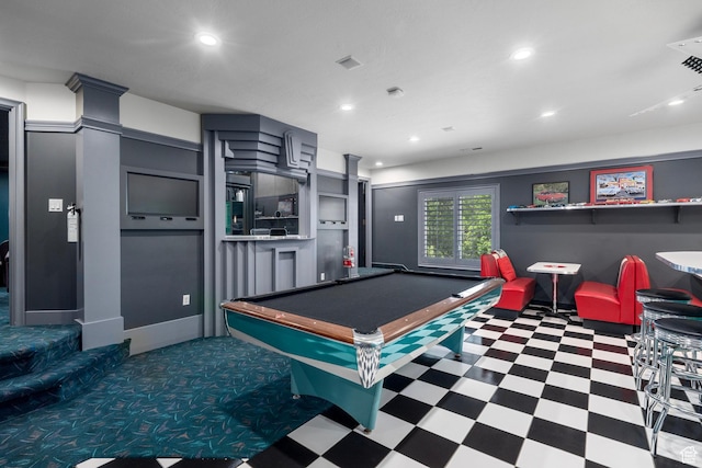 2428 E Field Rose Dr, Holladay, UT 84121 - recreation room featuring tile patterned floors, pool table, and recessed lighting