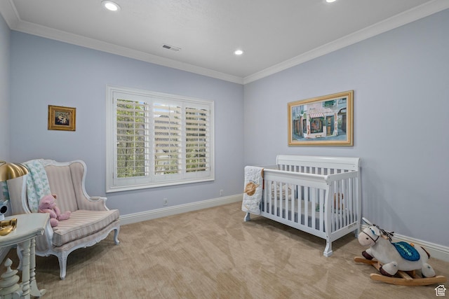 2428 E Field Rose Dr, Holladay, UT 84121 - bedroom with carpet floors, ornamental molding, baseboards, and recessed lighting