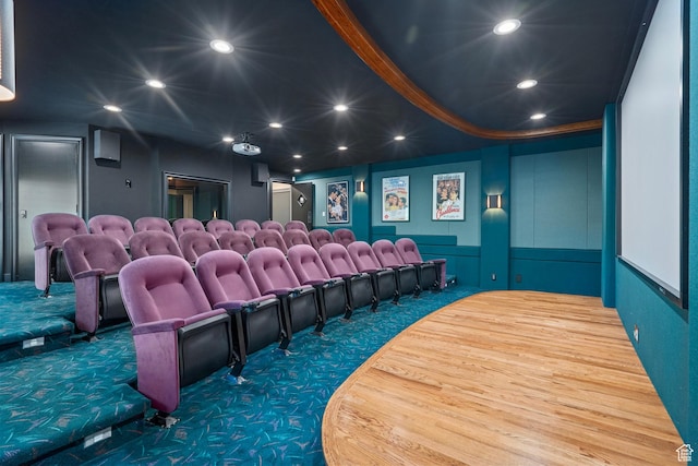 2428 E Field Rose Dr, Holladay, UT 84121 - home theater room with carpet flooring and recessed lighting