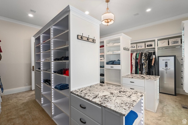 2428 E Field Rose Dr, Holladay, UT 84121 - walk in closet featuring light carpet and visible vents